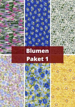 6 verschiedene Stoffe - Blumen